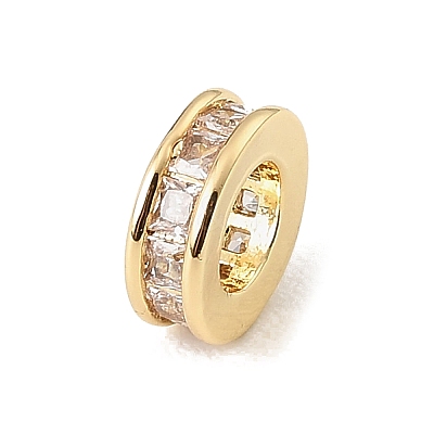 Brass Pave Cubic Zirconia European Beads CU-CBA389D-03G-03-1