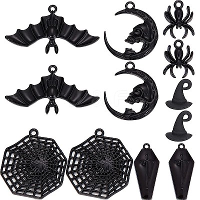 36Pcs 6 Style Halloween Theme Alloy Enamel Pendants FIND-SC0004-37-1