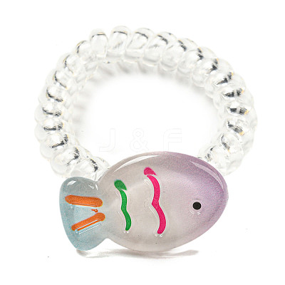 Summer Fish Resin Telephone Line Wire Elastic Hair Ties LS-AJEW-U004-02B-1