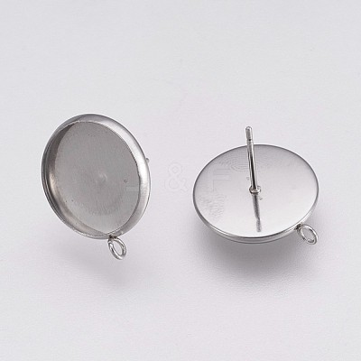 Non-Tarnish 202 Stainless Steel Stud Earring Settings STAS-I088-D-02P-1