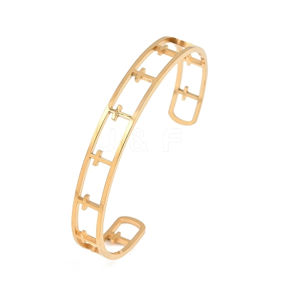 304 Stainless Steel Cuff Bangles for Women LS-BJEW-S181-02G-A-1