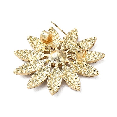 Flower Rhinestone Brooch JEWB-G040-08G-01-1