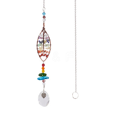 1Pc Wire Wrapped Alloy & Natural Mixed Stone Chips Tree of Life Hanging Suncatchers HJEW-TA0001-45C-1