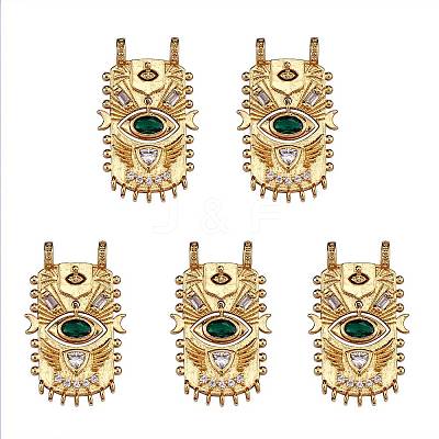 5Pcs Brass Micro Pave Cubic Zirconia Pendants ZIRC-SZ0004-47-1