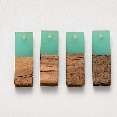 Transparent Resin & Walnut Wood Pendants RESI-S358-79B-B03-1