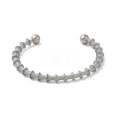 Non-Tarnish 304 Stainless Steel Open Cuff Bangle LS-BJEW-D021-01A-P-1