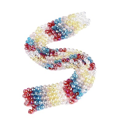 Electroplate Transparent Glass Beads Strands EGLA-Q135-8MM-C04-1