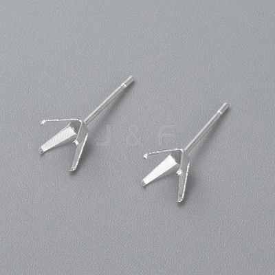 304 Stainless Steel Prong Earring Settings STAS-O098-06S-04-1