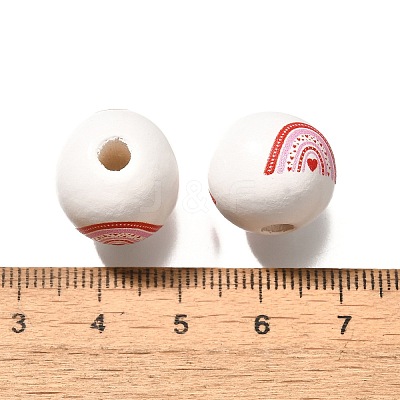 Valentine's Day Element Printed Wood Beads WOOD-R002-01-13-1