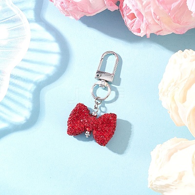 Bowknot Polymer Clay Rhinestone Pendants Decorations HJEW-JM04197-02-1