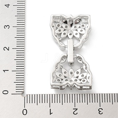 Brass Micro Pave Clear Cubic Zirconia Fold Over Clasps KK-Z083-04P-1