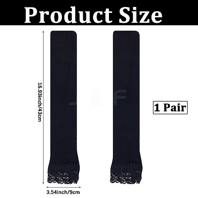 1 Pair Acrylic Fibers Long Mesh Lace Gloves AJEW-CN0006-67B-1