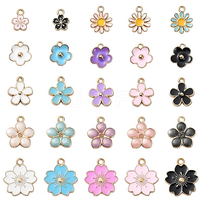25Pcs 25 Styles Light Gold Plated Alloy Enamel Pendants ENAM-YW0004-33-1