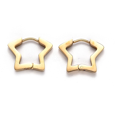 304 Stainless Steel Star Huggie Hoop Earrings STAS-H156-07G-1