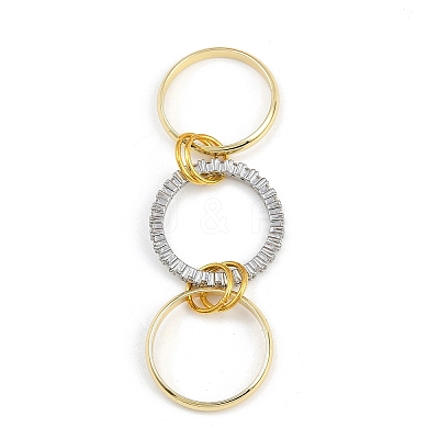Brass Micro Pave Cubic Zirconia Finger Rings RJEW-D325-01PG-09-1