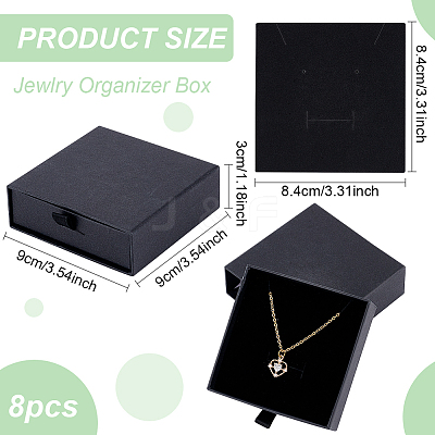 Kraft Paper Necklace Earring Storage Gift Drawer Boxes CON-WH0095-87A-1
