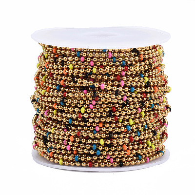 304 Stainless Steel & Enamel Ball Chains CHS-Q004-007-NF-1