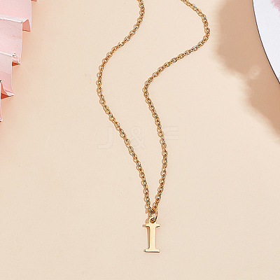 304 Stainless Steel Letter Pendant Necklaces NJEW-LP0001-53I-G-1