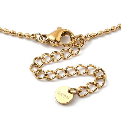 Ion Plating(IP) 304 Stainless Steel Cubic Zirconia Teardrop & Flat Round Bib Ball Chain Necklaces for Women NJEW-F328-11G-04-1