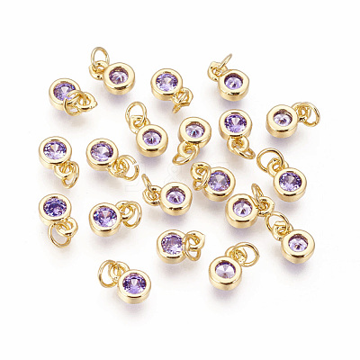Brass with Single Cubic Zirconia Charms ZIRC-F095-03G-05-1