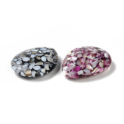 Natural Freshwater Shell Dyed Chip Resin Big Pendants BSHE-Z003-19-1