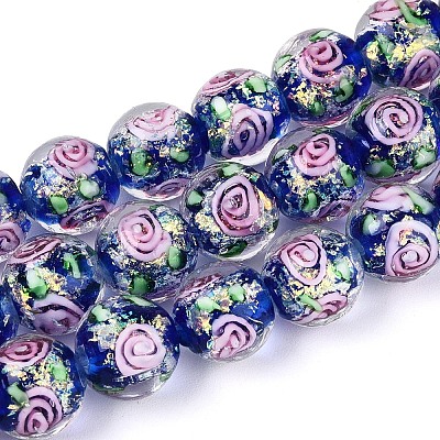 Handmade Foil Glass Beads Strands FOIL-N033-04B-1