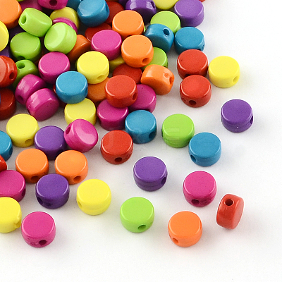 Flat Round Opaque Acrylic Beads SACR-R889-05-1