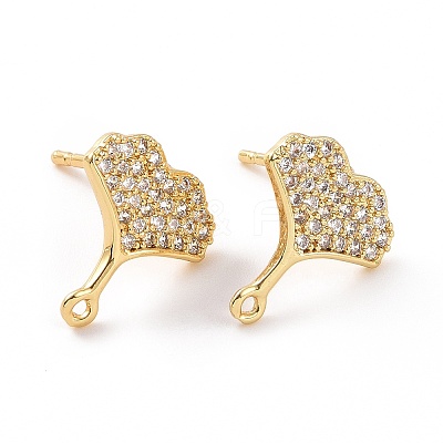 Brass Micro Pave Clear Cubic Zirconia Stud Earring Findings ZIRC-F133-10G-1