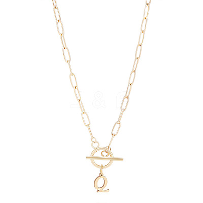 304 Stainless Steel Letter Pendant Necklaces NJEW-LP0001-52Q-G-1