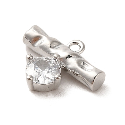 Brass Micro Pave Cubic Zirconia Charms KK-C043-01P-1