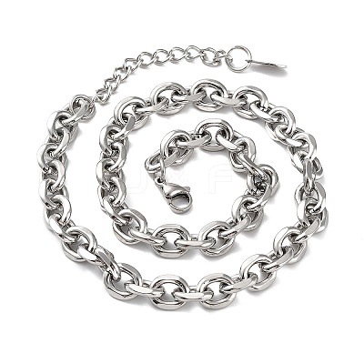 Non-Tarnish 304 Stainless Steel Rolo Chain Necklace NJEW-D045-01P-1