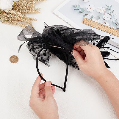Polyester Mesh Veil Hair Bands OHAR-WH0034-12A-1