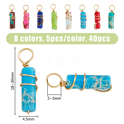 40Pcs 8 Colors Dyed Synthetic Imperial Jasper Pendants PALLOY-AB00106-1