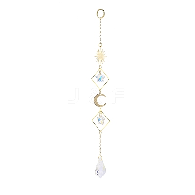Electroplate Glass Star & Teardrop Window Hanging Suncatchers HJEW-JM00850-1