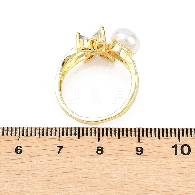 Brass Micro Pave Cubic Zirconia Finger Rings for Women RJEW-D340-02G-04-1