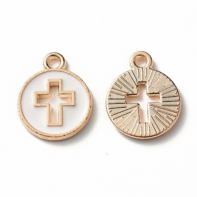 Light Gold Plated Alloy Enamel Pendants ENAM-R136-18-1