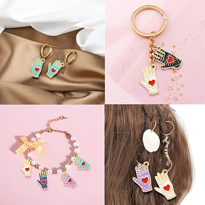 60Pcs 6 Colors Alloy Enamel Pendants ENAM-CJ0003-82-1