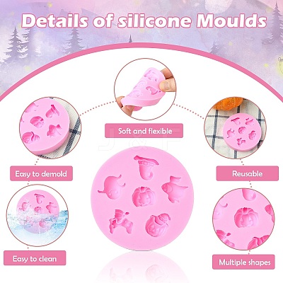 1 Set 2Pcs 2 Styles Halloween Theme Silicone Molds for DIY Craft ST-CJ0007-72-1