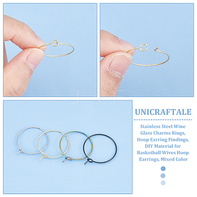 80Pcs 4 Styles 316 Surgical Stainless Steel Wine Glass Charms Rings STAS-UN0053-44-1