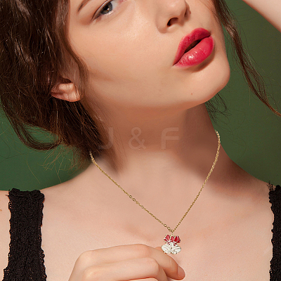 8Pcs 8 Styles Christmas Themed Real 18K Gold Plated Brass Enamel Charms KK-BBC0014-99-1