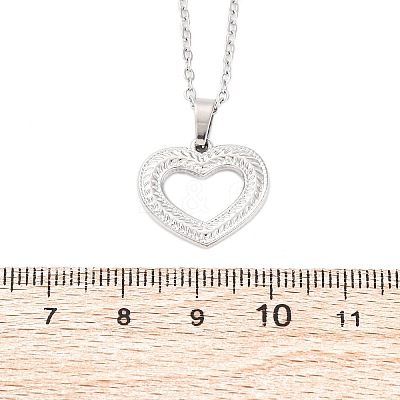 Hollow Heart 304 Stainless Steel Pendant Necklaces NJEW-M096-13P-1