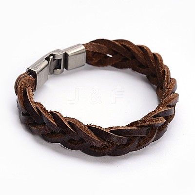 Stylish Braided Leather Cord Bracelets BJEW-F173-08-1