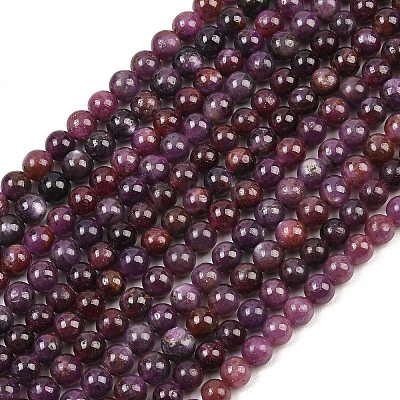 Natural Gemstone Ruby Round Beads Strands G-O017-6mm-06-1