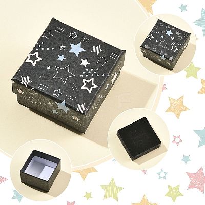 12Pcs Star Print Paperboard Jewelry Gift Boxes CON-FS0001-25-1