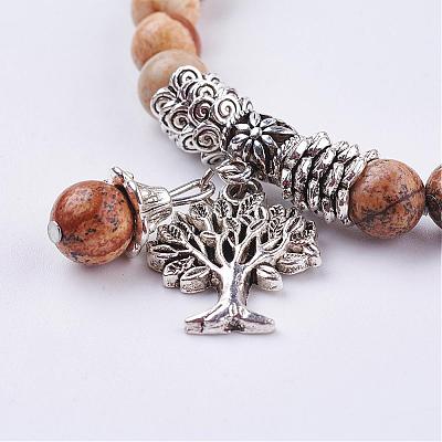 Natural Picture Jasper Stretch Bracelets BJEW-F262-A11-1