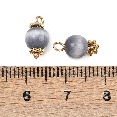 Cat Eye Round Charms KK-B157-35G-1
