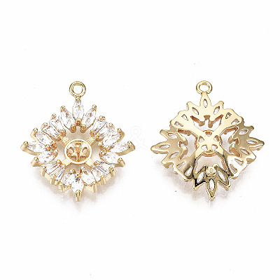 Brass Micro Pave Clear Cubic Zirconia Peg Bails Pendants KK-T056-88G-NF-1
