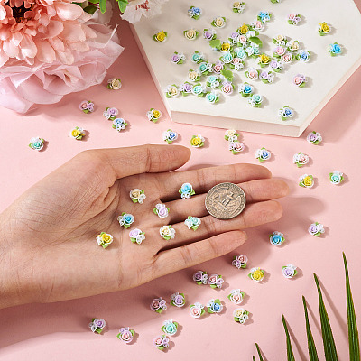 200Pcs Flower Opaque Resin Cabochons CRES-TA0001-73-1
