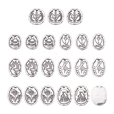70Pcs 7 Style Tibetan Style Alloy Links Connectors TIBE-FW0001-02-1