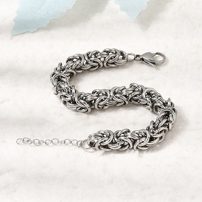 304 Stainless Steel Byzantine Chains Bracelets for Women BJEW-P399-01B-P-1